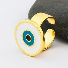 AIBEF Hot Selling Opening Adjustable Rings Exaggerated Fashion Jewelry Heart Shape Enamel Evil Eye Finger Rings Gifts For Women