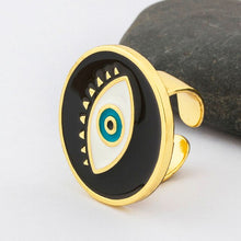 AIBEF Hot Selling Opening Adjustable Rings Exaggerated Fashion Jewelry Heart Shape Enamel Evil Eye Finger Rings Gifts For Women