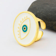 AIBEF Hot Selling Opening Adjustable Rings Exaggerated Fashion Jewelry Heart Shape Enamel Evil Eye Finger Rings Gifts For Women