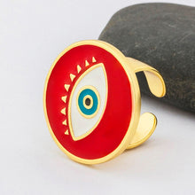 AIBEF Hot Selling Opening Adjustable Rings Exaggerated Fashion Jewelry Heart Shape Enamel Evil Eye Finger Rings Gifts For Women