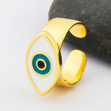 AIBEF Hot Selling Opening Adjustable Rings Exaggerated Fashion Jewelry Heart Shape Enamel Evil Eye Finger Rings Gifts For Women