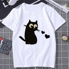 Black Cat WHAT Printed T-shirt Women Murderous Cat Knife Funny T Shirt Summer Harajuku Short Sleeve Large size Top Tshirt Female