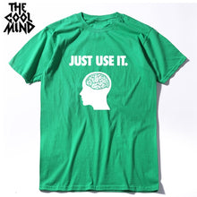 COOLMIND 100% cotton short sleeve men T shirt casual just use it funny o-neck tshirt loose men T-shirt tops tee shirts
