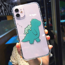 Cute Cartoon Animal Dinosaur Couple Phone Case For iPhone 14 Pro Max 13 12 11 X XS XR 7 8 Plus Transparent Soft Shockproof Cover