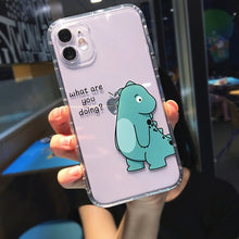 Cute Cartoon Animal Dinosaur Couple Phone Case For iPhone 14 Pro Max 13 12 11 X XS XR 7 8 Plus Transparent Soft Shockproof Cover
