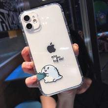 Cute Cartoon Animal Dinosaur Couple Phone Case For iPhone 14 Pro Max 13 12 11 X XS XR 7 8 Plus Transparent Soft Shockproof Cover