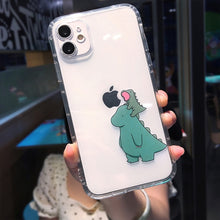Cute Cartoon Animal Dinosaur Couple Phone Case For iPhone 14 Pro Max 13 12 11 X XS XR 7 8 Plus Transparent Soft Shockproof Cover