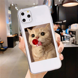 Cute Cat Eat Bread Soft TPU Cover Case For iPhone 11 7 8 Plus XS Max XR Cases iPhone 12 Pro SE 2020 Shell Popular Funny Design