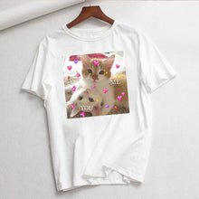 Cute Cat T Shirt Women Casual Funny Print Tshirt Harajuku Kawaii Fashion T-shirt Summer Short Sleeve Top Tees Female