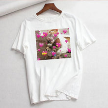 Cute Cat T Shirt Women Casual Funny Print Tshirt Harajuku Kawaii Fashion T-shirt Summer Short Sleeve Top Tees Female