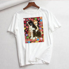 Cute Cat T Shirt Women Casual Funny Print Tshirt Harajuku Kawaii Fashion T-shirt Summer Short Sleeve Top Tees Female