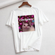 Cute Cat T Shirt Women Casual Funny Print Tshirt Harajuku Kawaii Fashion T-shirt Summer Short Sleeve Top Tees Female