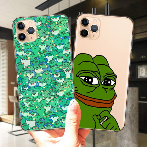 Cute Frogs Party Sad Pepe Phone Case For Apple iPhone 11 12 Pro XS Max X XR 6S 7 8 Plus 5S SE 2020 12Mini Coque Silicone Cover
