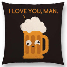 Funny Phrase Cartoon Cushion Cover Happy Days Beer Bread Boomerang Rainbow Cute Food Tool Book Sofa Throw Pillow Case
