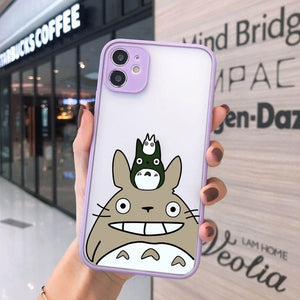 JAMULAR Cartoon Anime Happy Totoro Phone Case For iPhone 13 12 Pro 11 XS MAX X 7 XR SE2 8 6Plus Hard Silicone Cover Matte Fundas