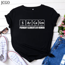 JCGO Summer Cotton Women T Shirt 4XL 5XL Versatile Funny Letters Print Short Sleeve Tees Shirt Tops Casual O-Neck Female TShirt
