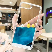 Luxury Cartoon 3D Swimming Duck For iPhone 12 11 13 Pro Max XS Animal Dynamic Liquid Quicksand Cover For iPhone 6S 7 8 Plus Case