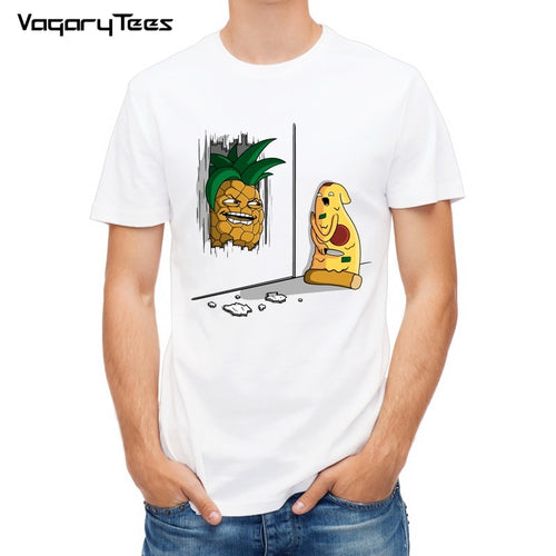 Newest Funny Pineapple&pizza Design Printed T-Shirt Fashion Cartoon yummy food T Shirt Summer Men's Novelty Cool Tee Shirt Tops