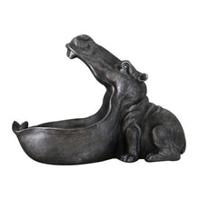 Resin Hippo Statue Hippopotamus Sculpture Figurine Key Candy Container Decor Home Table Office Room Decoration Accessories