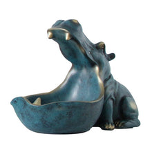 Resin Hippo Statue Hippopotamus Sculpture Figurine Key Candy Container Decor Home Table Office Room Decoration Accessories