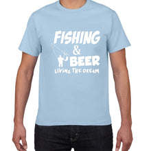 THIS GUY NEEDS A BEER summer cotton t shirt men Fishing Beer Living The Dream Fisherman Printing Tshirt Funny Gift Tees Shirt