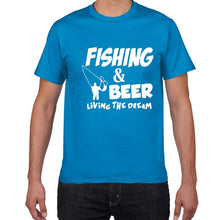 THIS GUY NEEDS A BEER summer cotton t shirt men Fishing Beer Living The Dream Fisherman Printing Tshirt Funny Gift Tees Shirt