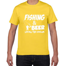 THIS GUY NEEDS A BEER summer cotton t shirt men Fishing Beer Living The Dream Fisherman Printing Tshirt Funny Gift Tees Shirt