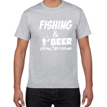 THIS GUY NEEDS A BEER summer cotton t shirt men Fishing Beer Living The Dream Fisherman Printing Tshirt Funny Gift Tees Shirt