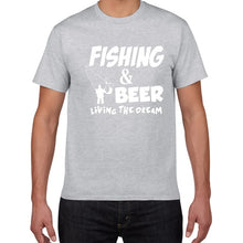 THIS GUY NEEDS A BEER summer cotton t shirt men Fishing Beer Living The Dream Fisherman Printing Tshirt Funny Gift Tees Shirt