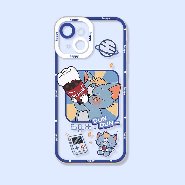 Tom Phone case Jerry Liquid Silicone For iPhone 11 12 13 Pro Max Mini X XS Max XR 7 8 Plus SE2 Full Lens Protection Back Cover