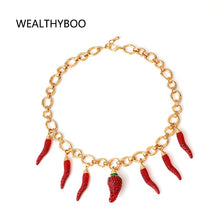 WealthyBoo Sweet Women Girls Fruit Charms Choker Collar Necklace Handmade Rhinestone Cluster Statement Pendant Necklace Colliers