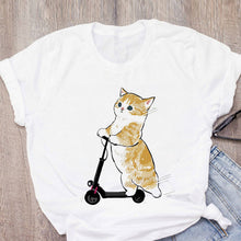 Women T-shirt Cute Cat Funny Cartoon T-shirt Harajuku Graphic Ulzzang T-shirt 90s Print T-shirt Fashion Aesthetic Top Tee Female