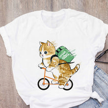 Women T-shirt Cute Cat Funny Cartoon T-shirt Harajuku Graphic Ulzzang T-shirt 90s Print T-shirt Fashion Aesthetic Top Tee Female