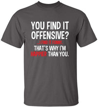 You Find It Offensive? I Find It Funny Humorous Men's T-Shirt Gift T Shirt Letter Printing Short Sleeve Crew Neck Tee Shirts