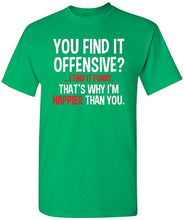 You Find It Offensive? I Find It Funny Humorous Men's T-Shirt Gift T Shirt Letter Printing Short Sleeve Crew Neck Tee Shirts