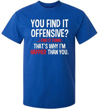 You Find It Offensive? I Find It Funny Humorous Men's T-Shirt Gift T Shirt Letter Printing Short Sleeve Crew Neck Tee Shirts