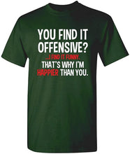 You Find It Offensive? I Find It Funny Humorous Men's T-Shirt Gift T Shirt Letter Printing Short Sleeve Crew Neck Tee Shirts